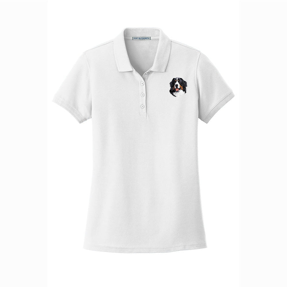 Bernese Mountain Dog Embroidered Women's Short Sleeve Polos