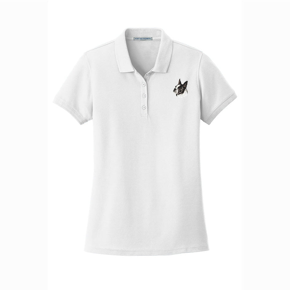 Boston Terrier Embroidered Women's Short Sleeve Polos