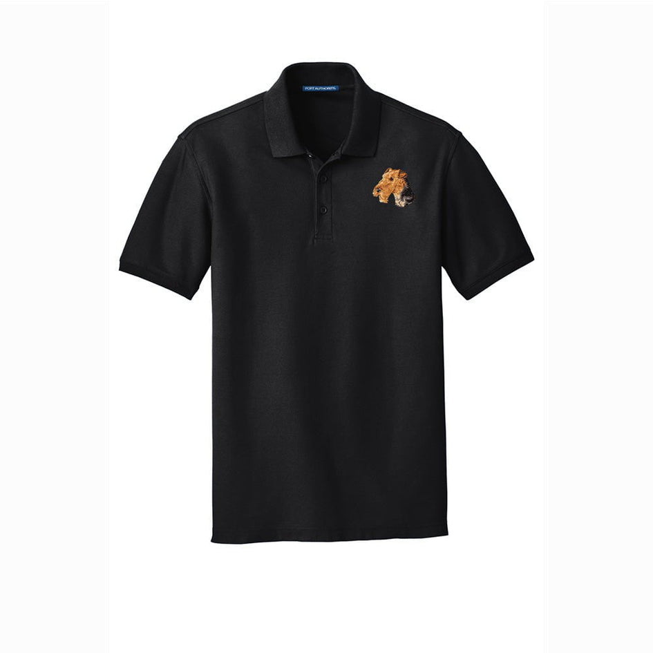 Airedale Terrier Embroidered Men's Short Sleeve Polo