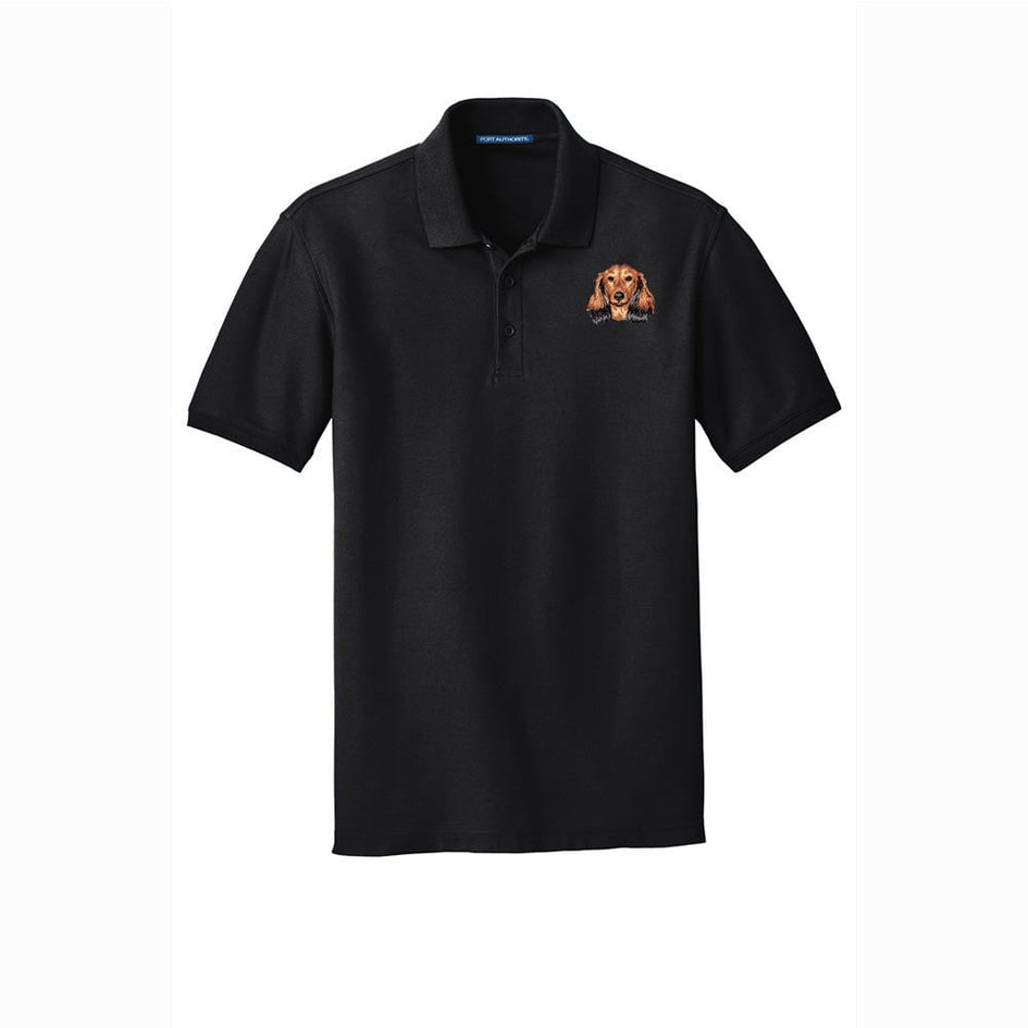 Dachshund, Longhaired, Embroidered Men's Short Sleeve Polo