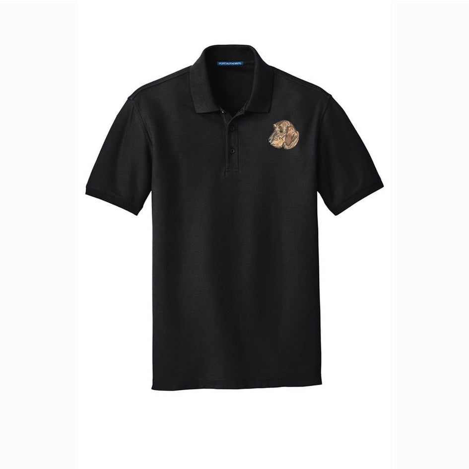 Dachshund, Longhaired, Embroidered Men's Short Sleeve Polo