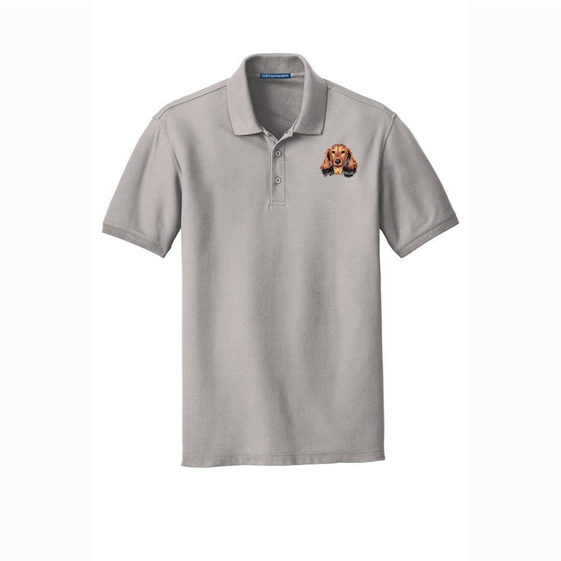 Dachshund, Longhaired, Embroidered Men's Short Sleeve Polo