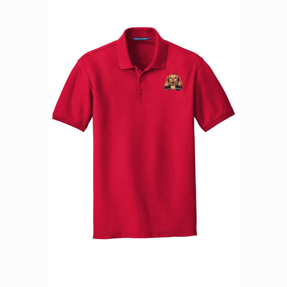 Dachshund, Longhaired, Embroidered Men's Short Sleeve Polo