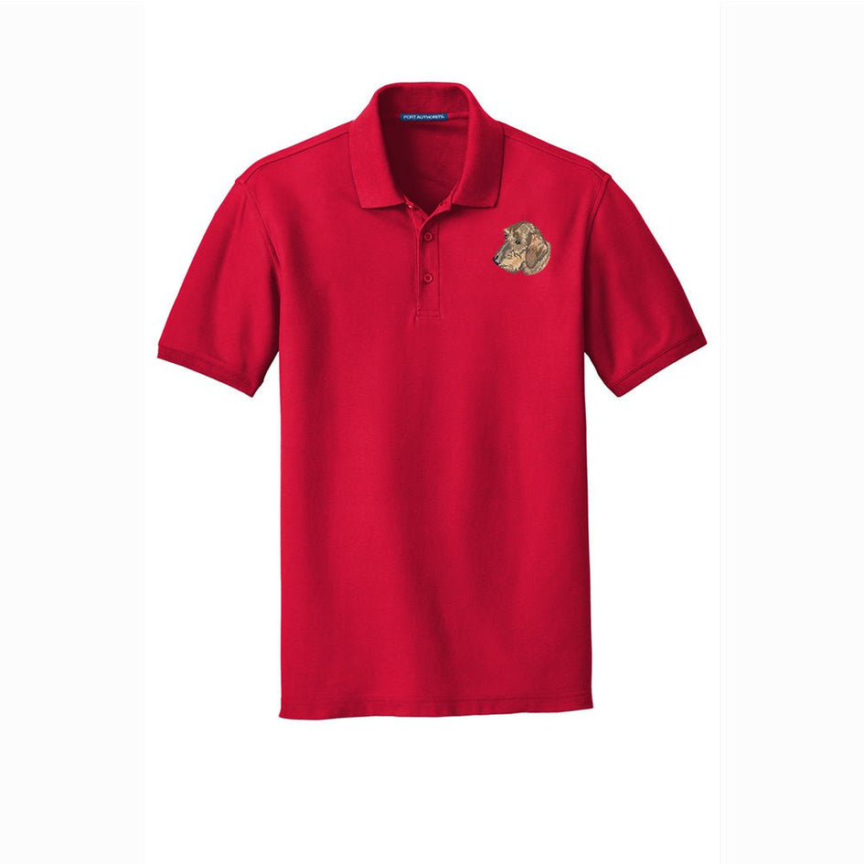 Dachshund, Longhaired, Embroidered Men's Short Sleeve Polo