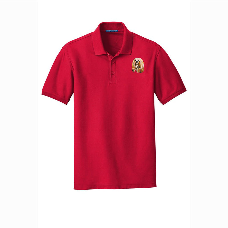 Lhasa Apso Embroidered Men's Short Sleeve Polo