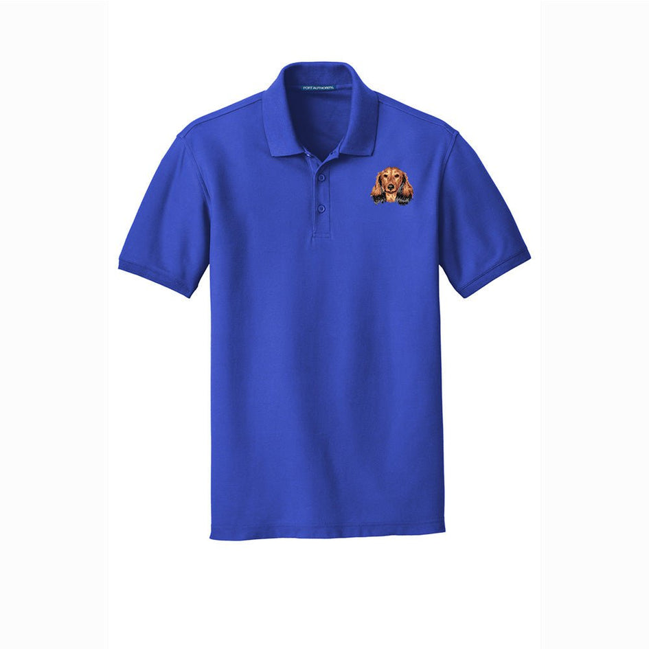 Dachshund, Longhaired, Embroidered Men's Short Sleeve Polo