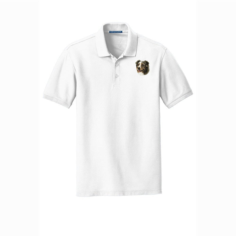 Australian Shepherd Embroidered Men's Short Sleeve Polo