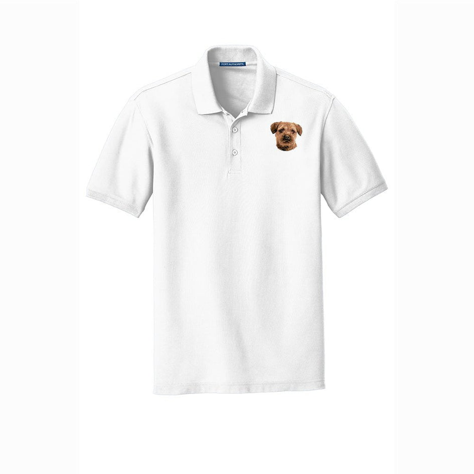 Border Terrier Embroidered Men's Short Sleeve Polo