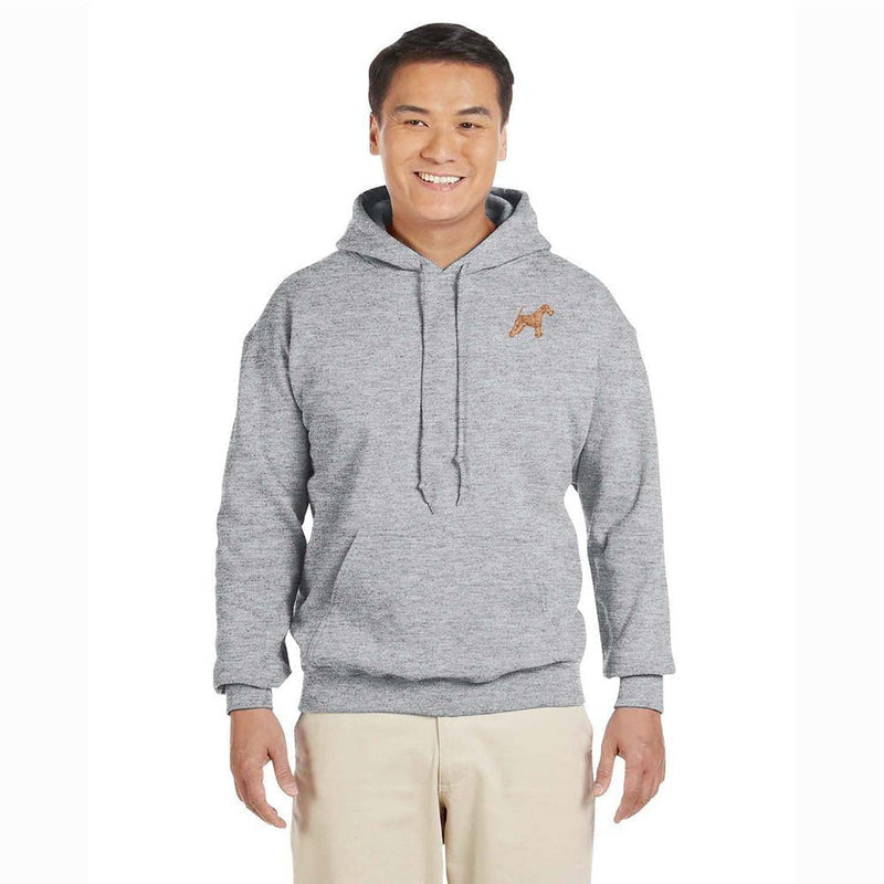 Lakeland Terrier Embroidered Unisex Pullover Hoodie - Grey, 4XL