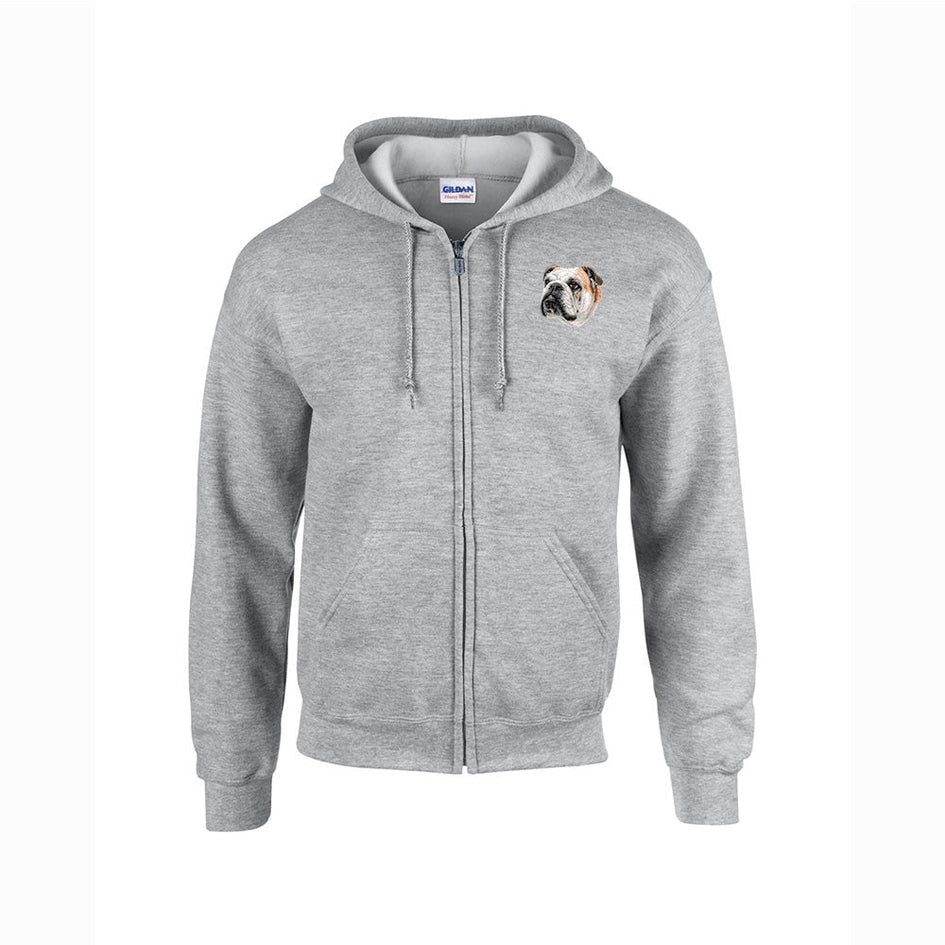 Bulldog Embroidered Unisex Zipper Hoodie