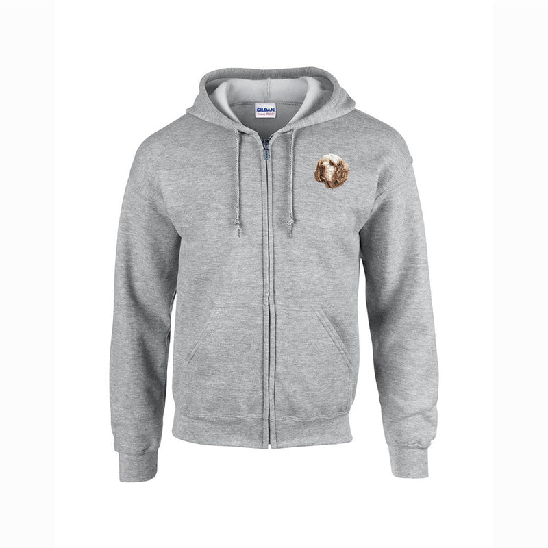 Clumber Spaniel Embroidered Unisex Zipper Hoodie