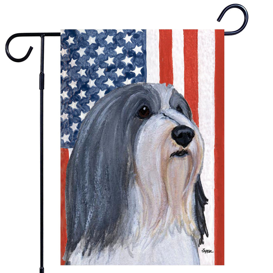 Bearded Collie Americana Garden Flag