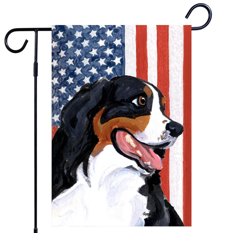 Bernese Mountain Dog Americana Garden Flag