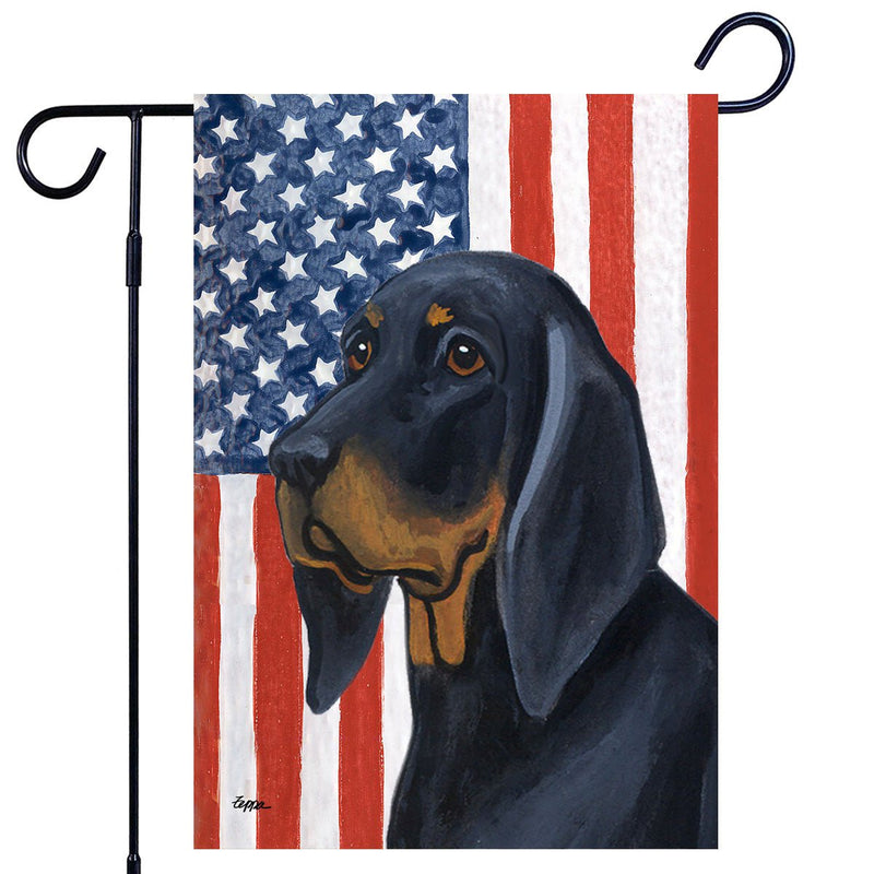 Black and Tan Coonhound Americana Garden Flag