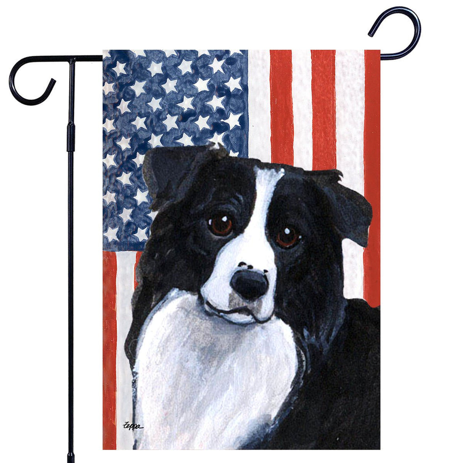 Border Collie Americana Garden Flag