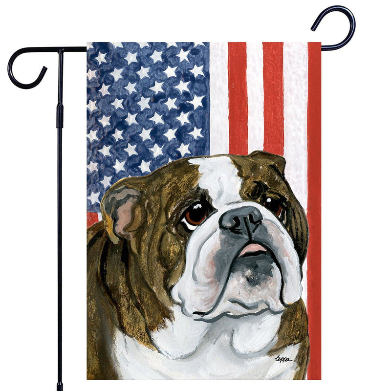 Bulldog Americana Garden Flag