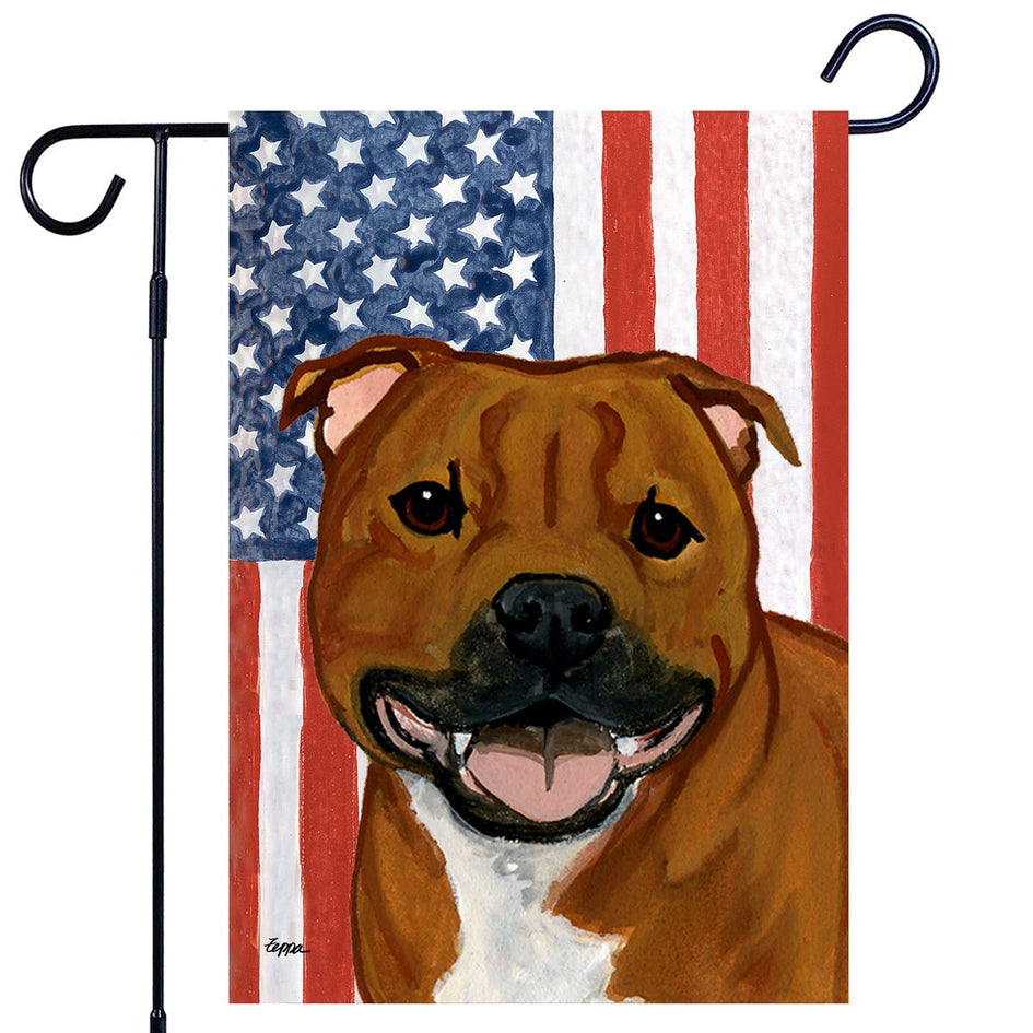 Staffordshire Bull Terrier Americana Garden Flag