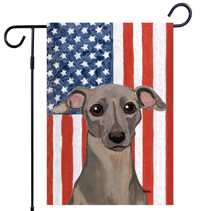 Italian Greyhound Americana Garden Flag