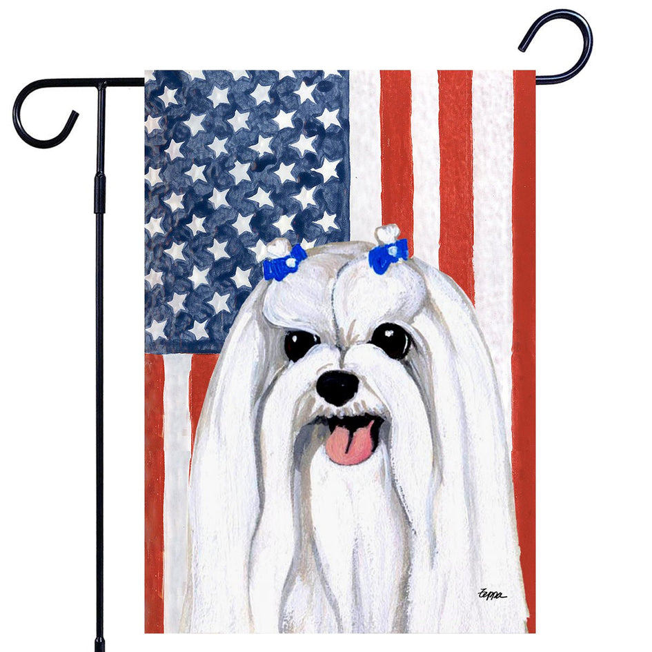 Maltese Americana Garden Flag