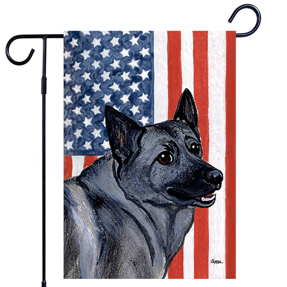 Norwegian Elkhound Americana Garden Flag