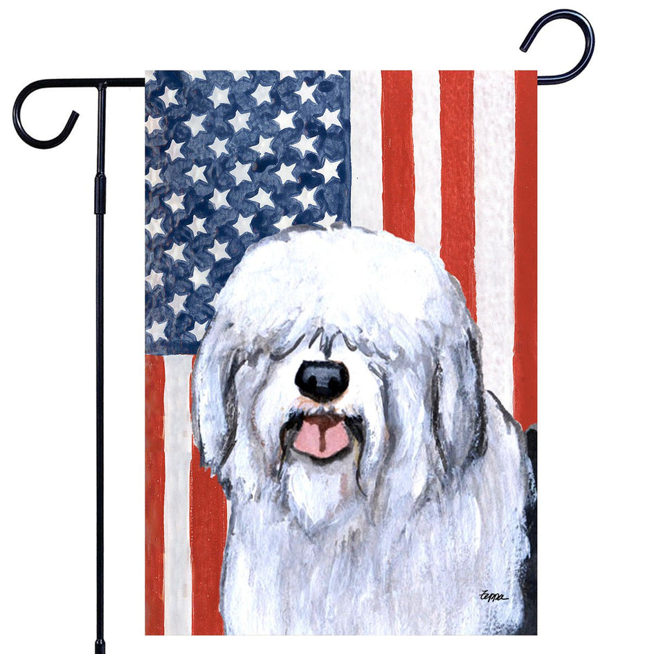 Old English Sheepdog Americana Garden Flag