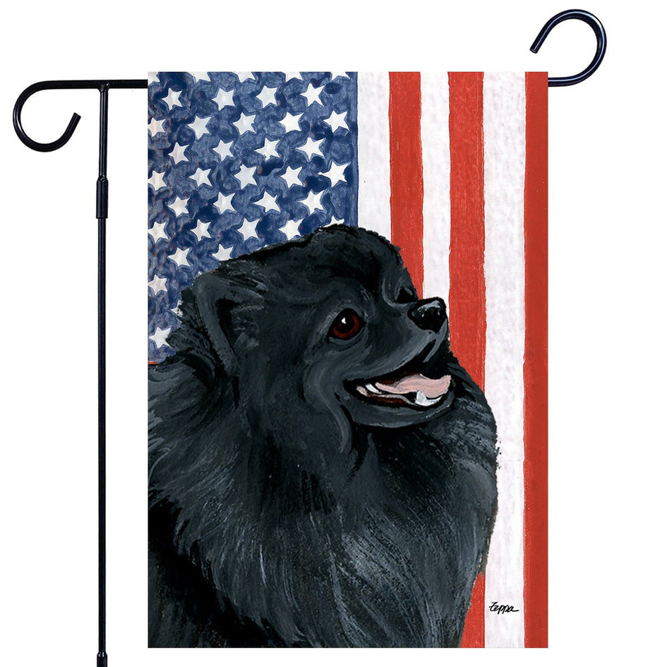 Pomeranian Americana Garden Flag
