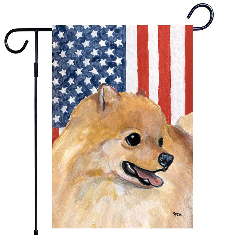 Pomeranian Americana Garden Flag