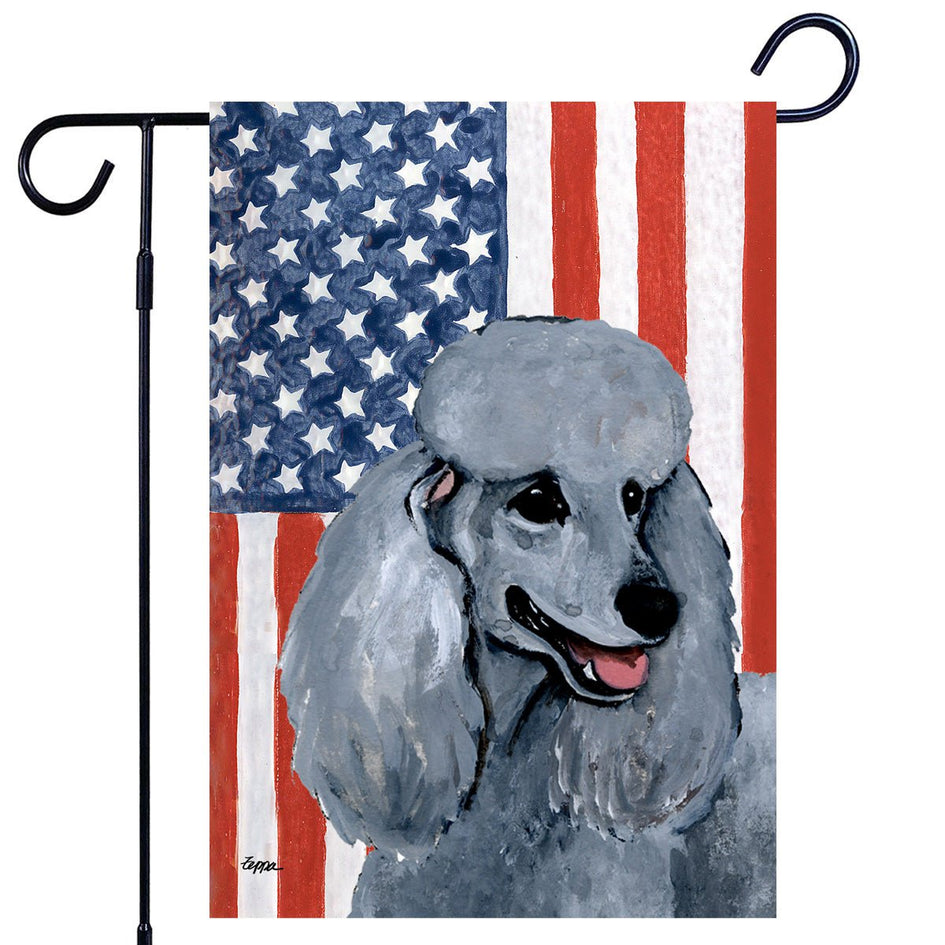 Poodle Americana Garden Flag