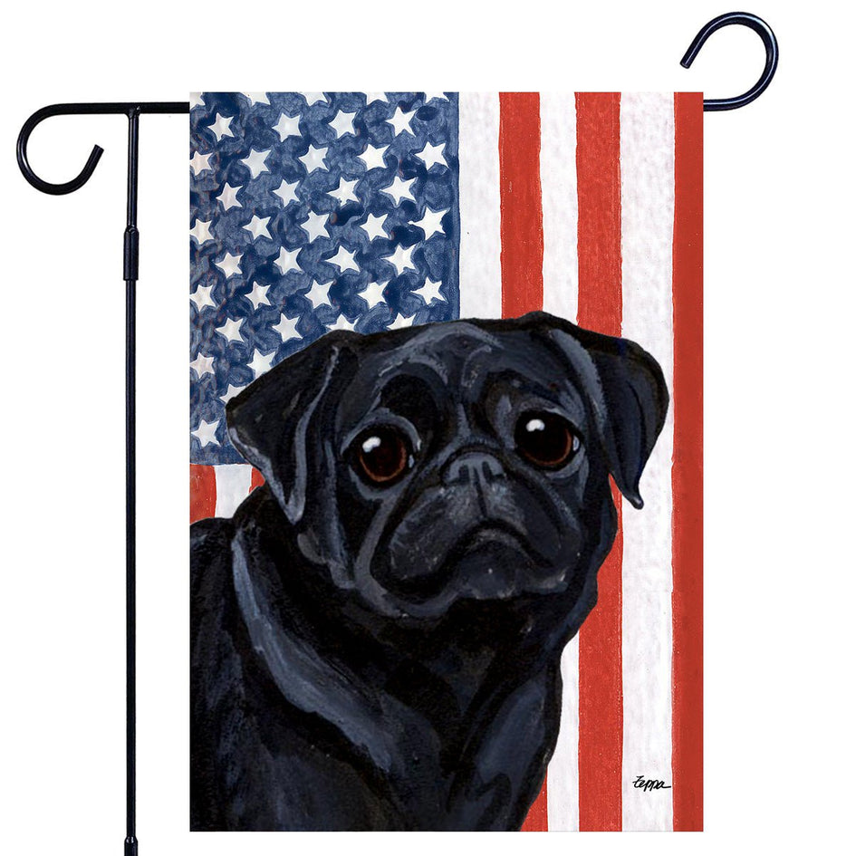 Pug Americana Garden Flag
