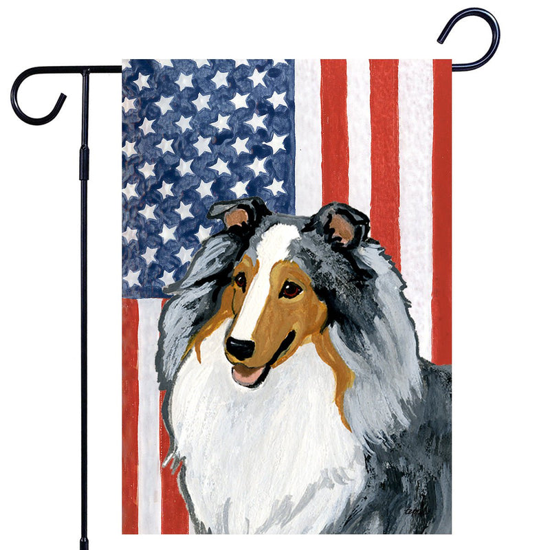Shetland Sheepdog Americana Garden Flag
