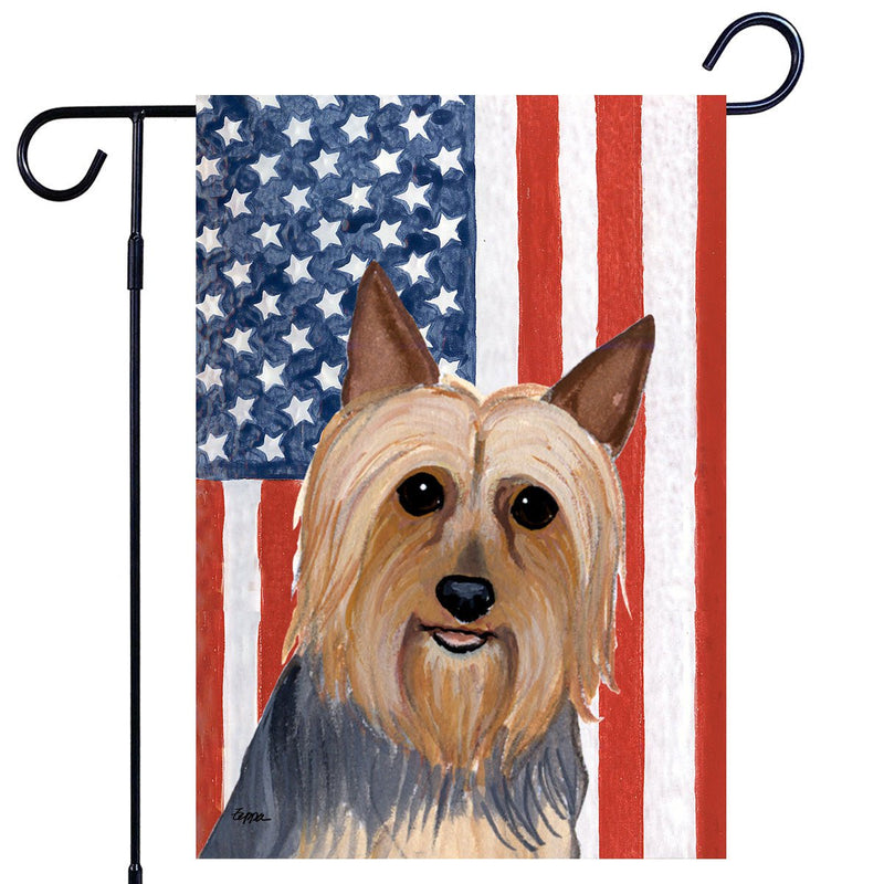 Silky Terrier Americana Garden Flag