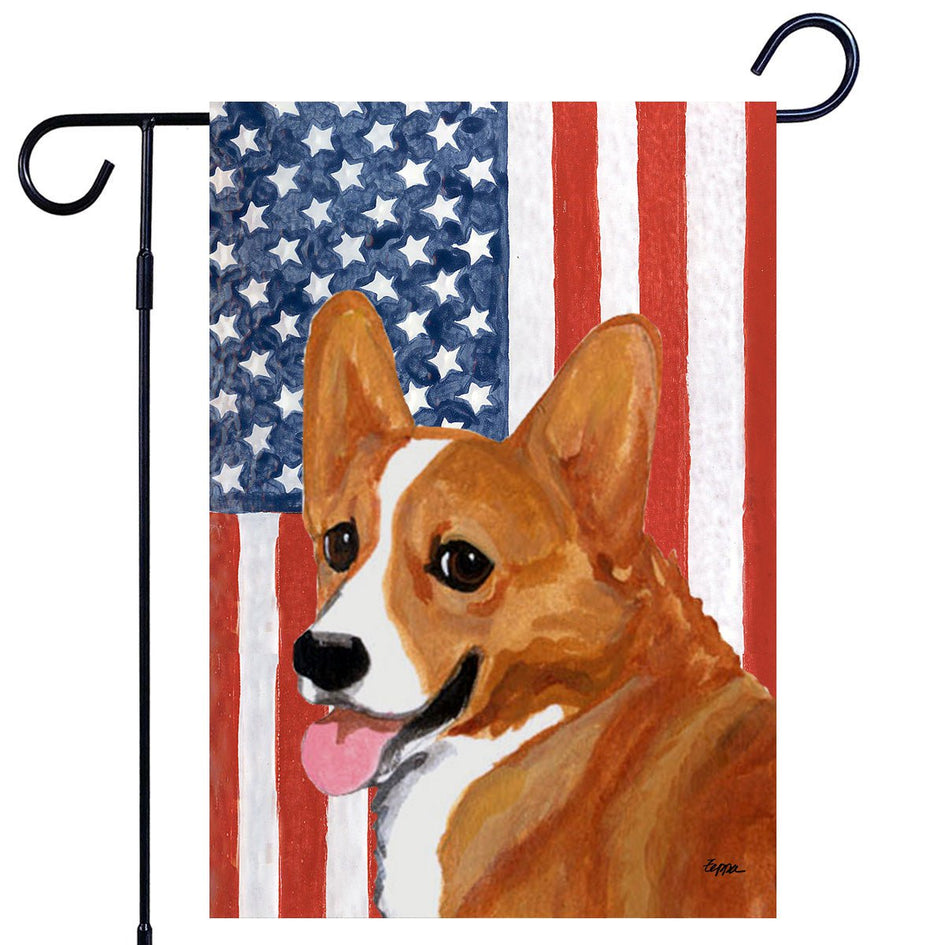 Pembroke Welsh Corgi Americana Garden Flag