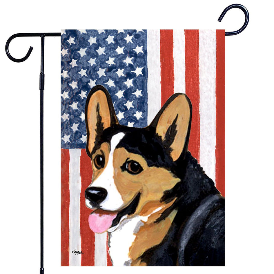 Pembroke Welsh Corgi Americana Garden Flag