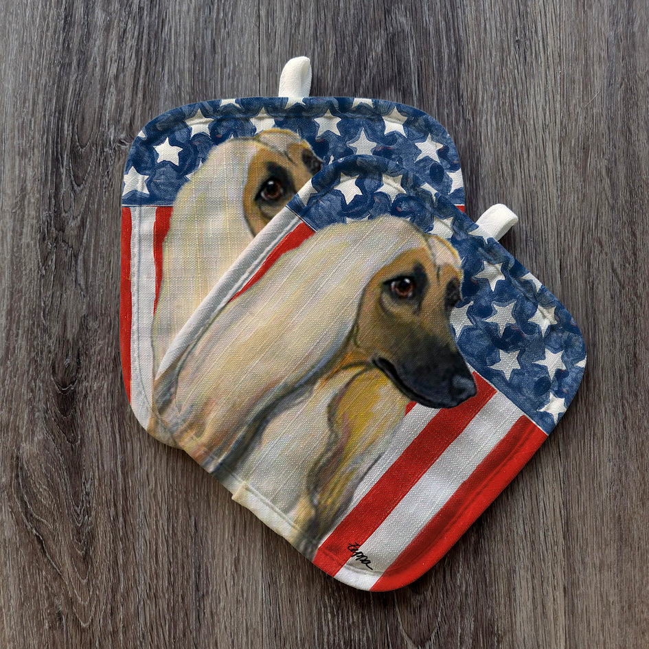 Afghan Hound  Americana Pot Holder Set