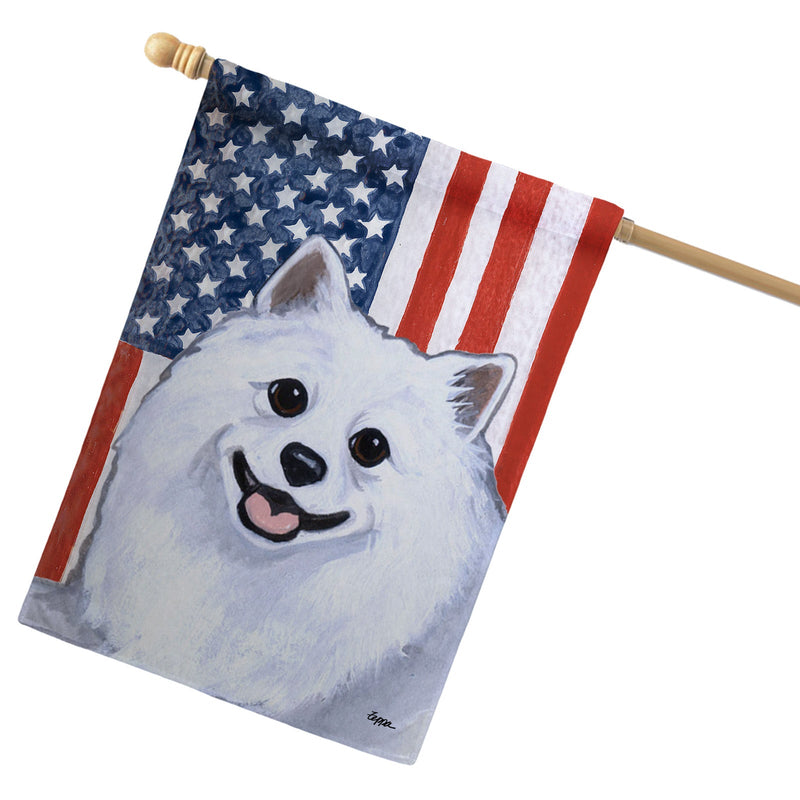 American Eskimo Dog Americana House Flag
