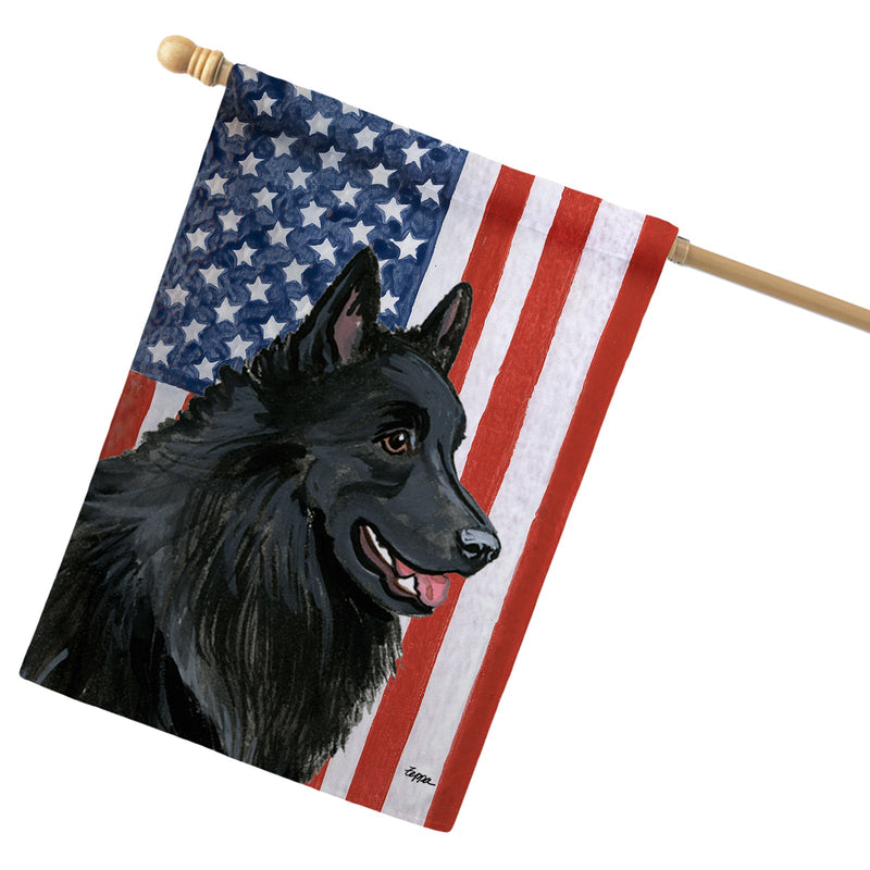 Belgian Sheepdog Americana House Flag