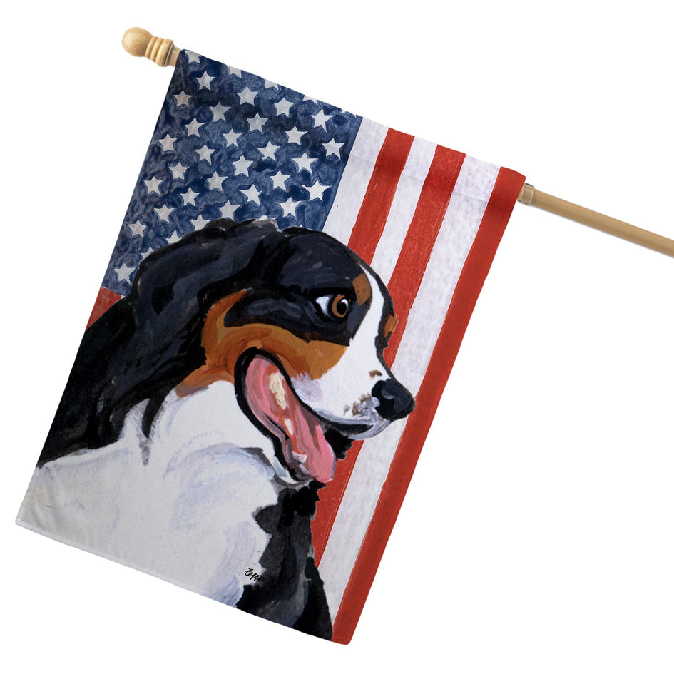 Bernese Mountain Dog Americana House Flag