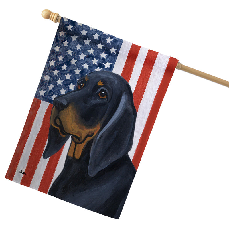 Black and Tan Coonhound Americana House Flag