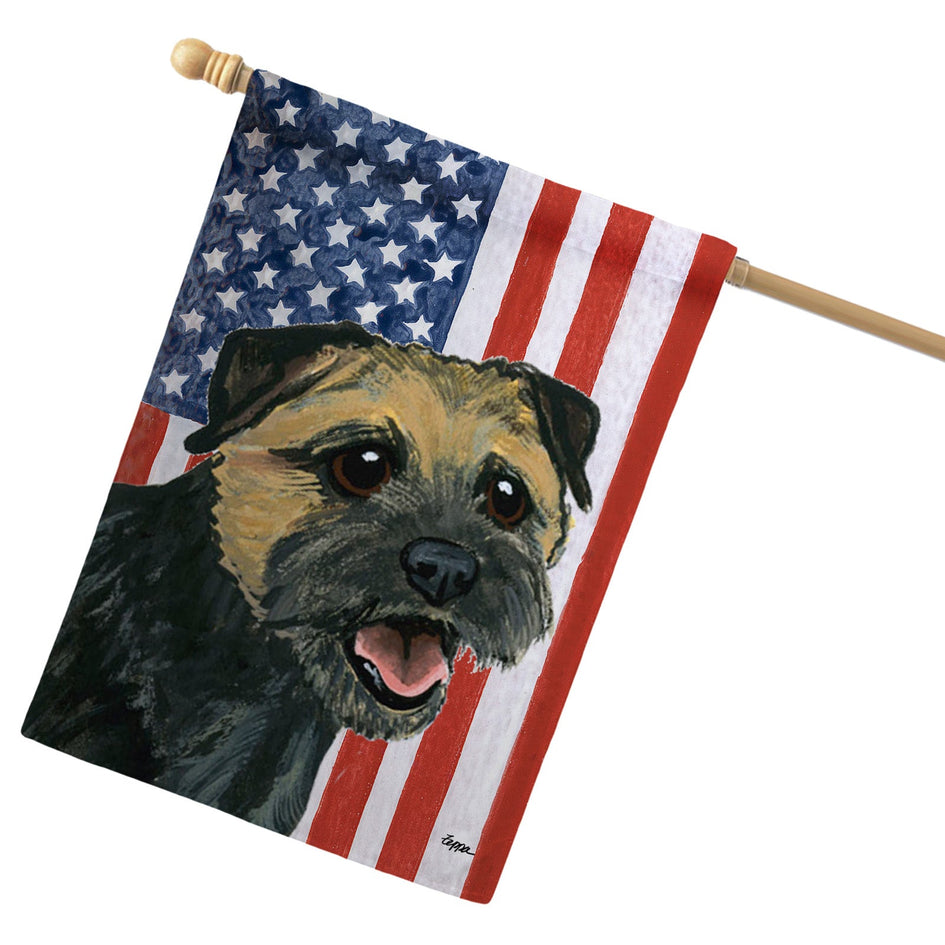 Border Terrier Americana House Flag