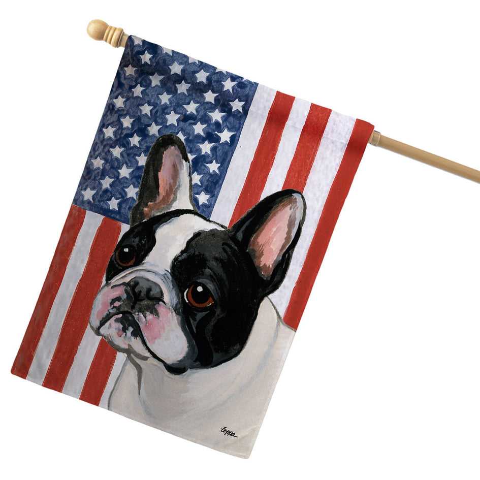 French Bulldog Americana House Flag