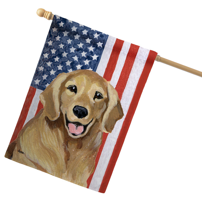 Golden Retriever Americana House Flag