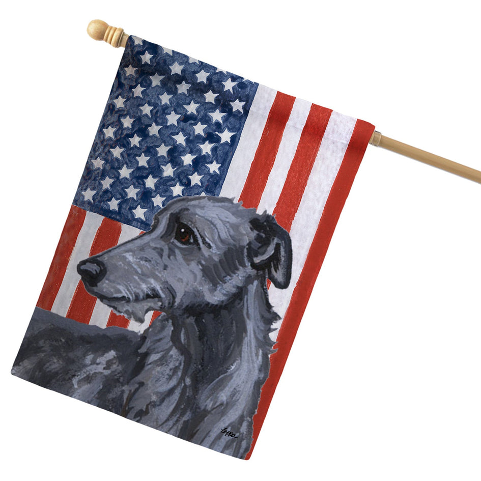 Scottish Deerhound Americana House Flag