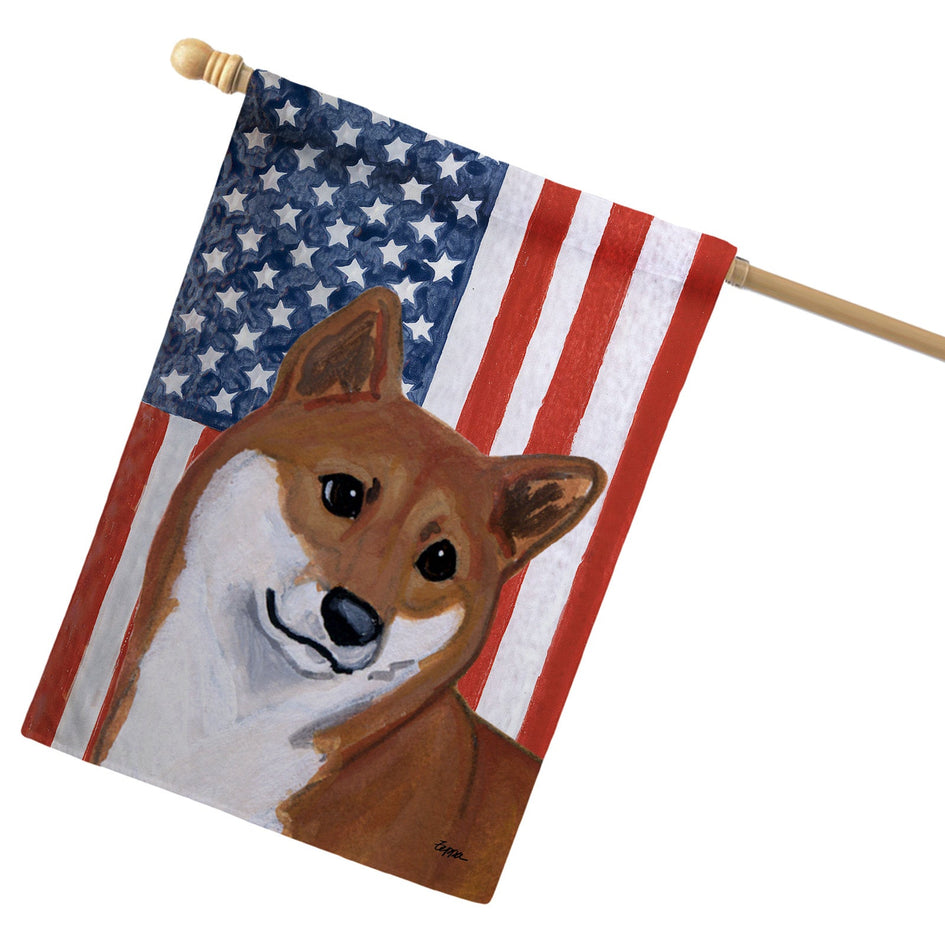 Shiba Inu Americana House Flag