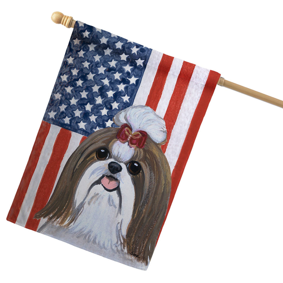 Shih Tzu Americana House Flag