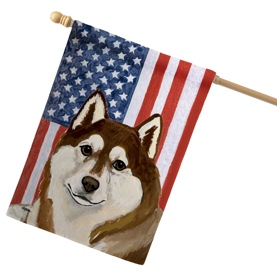 Siberian Husky Americana House Flag