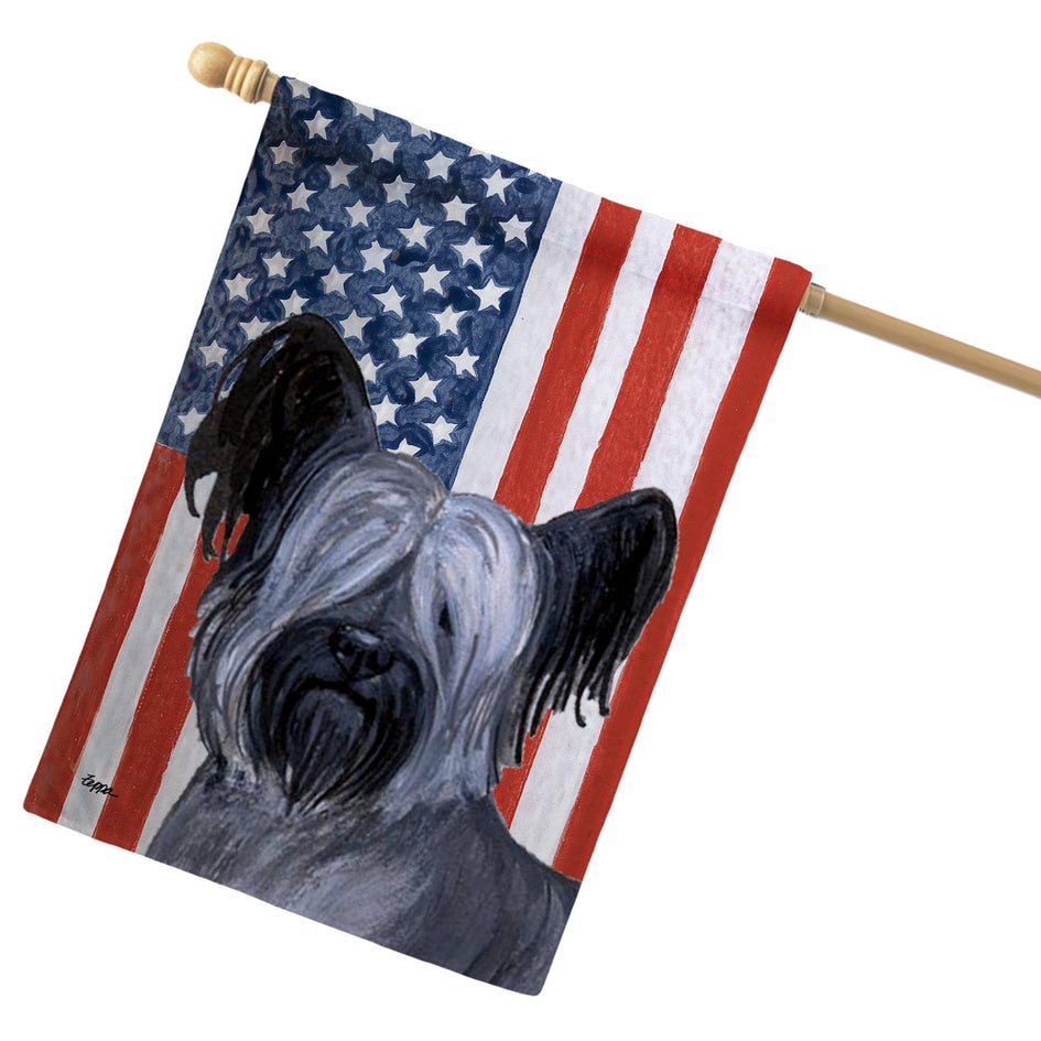 Skye Terrier Americana House Flag