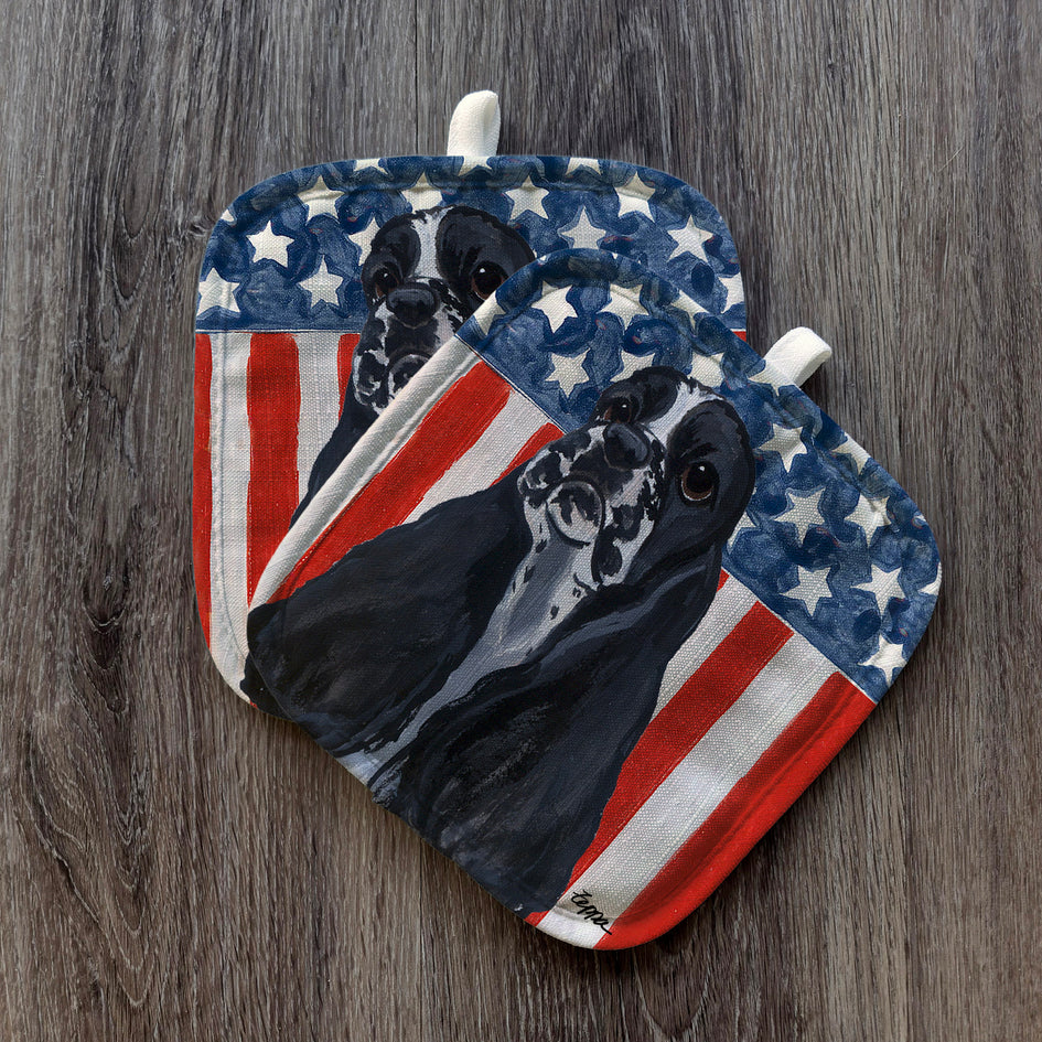 Cocker Spaniel  Americana Pot Holder Set