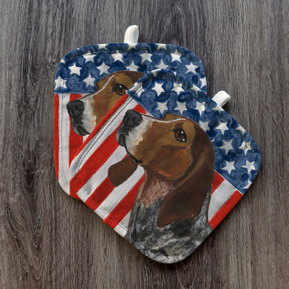 American English Coonhound Americana Pot Holder Set