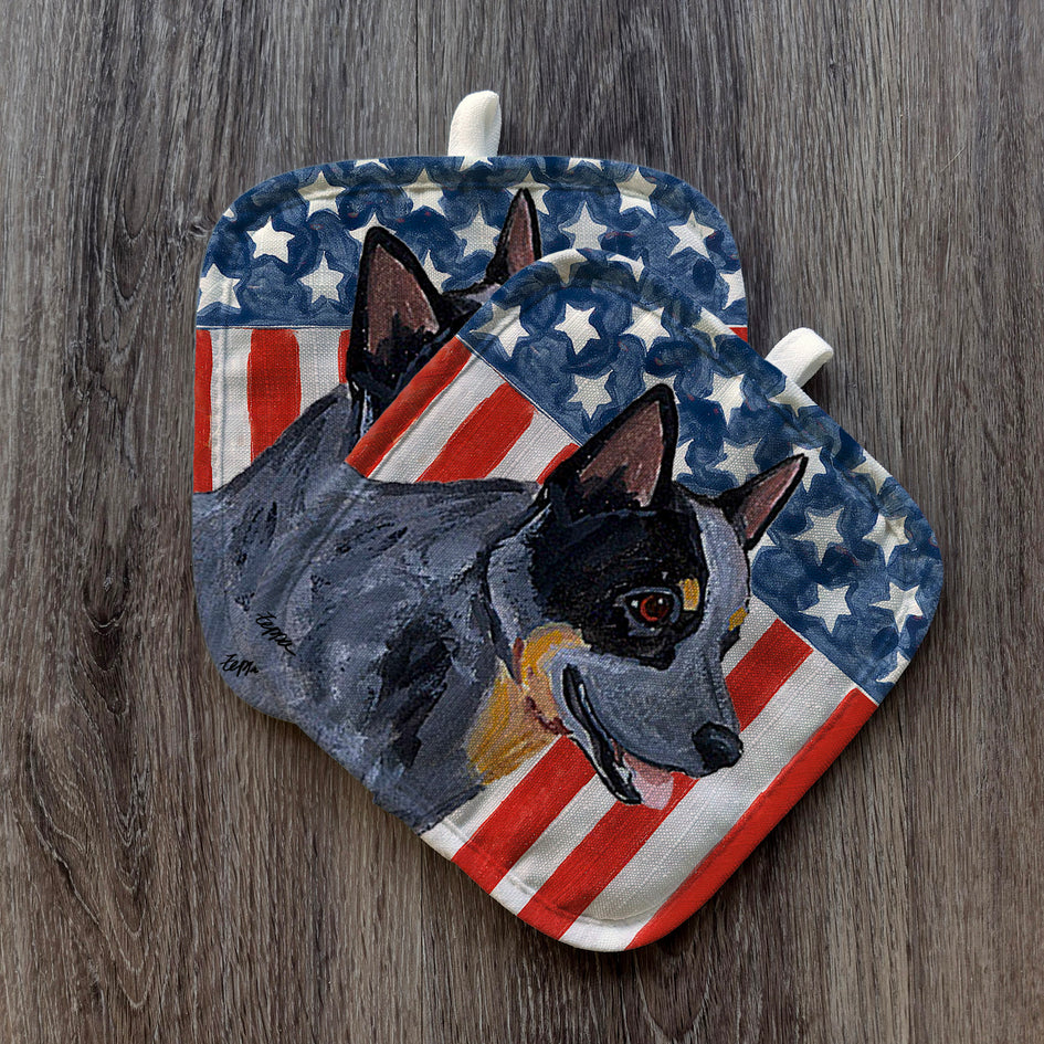 Australian Cattle Dog  Americana Pot Holder Set