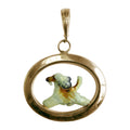 Afghan Hound Custom Enamel in 14K Gold Oval Pendant